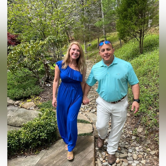 Sundress, sz M royal blue with ruffle, elastic waist, longer exposed hem, vacay - Picture 8 of 9